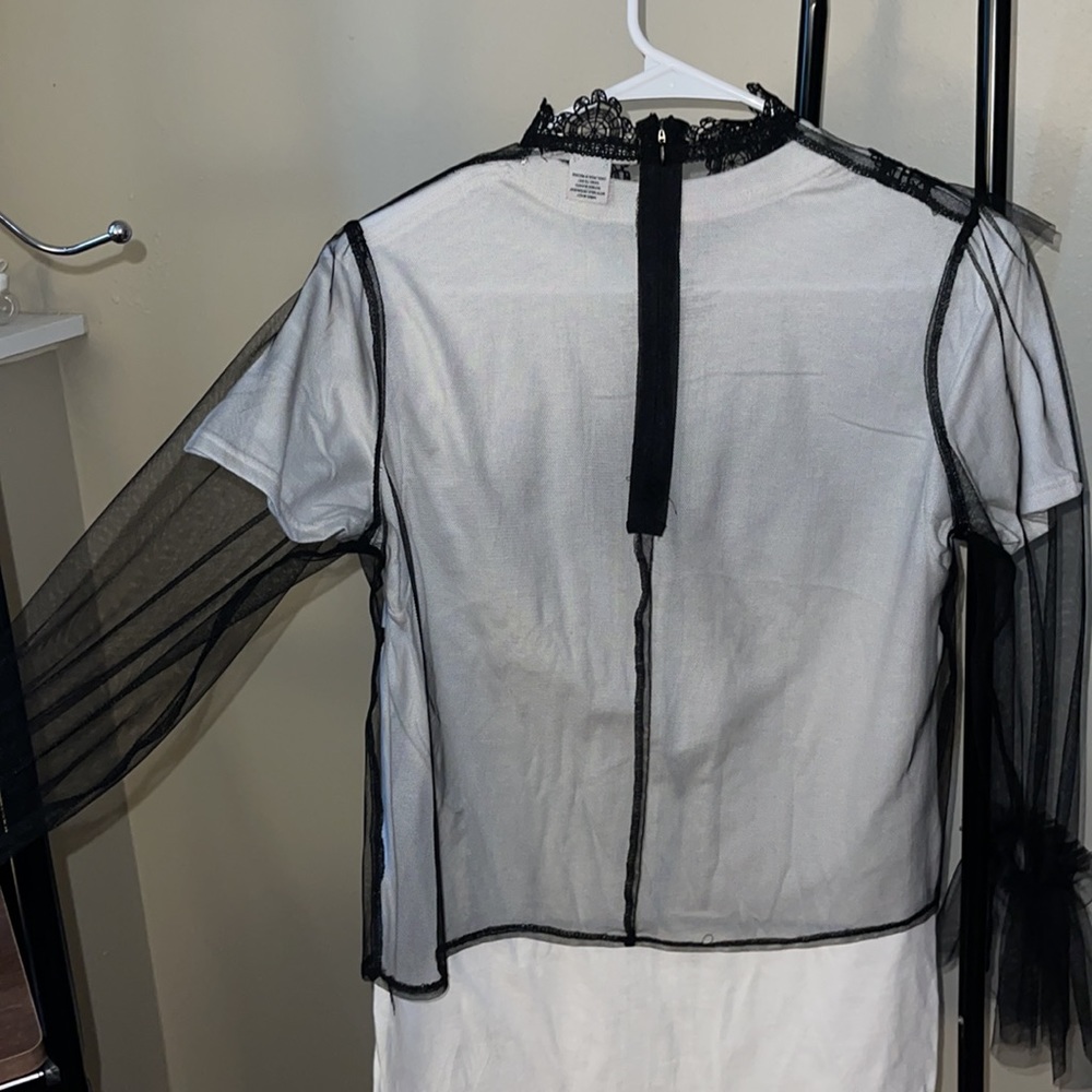 Sheer Mesh T-shirt Long Sleeve See-through - Picture 7 of 8